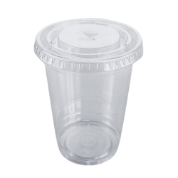 Recyclable Clear Flat Lid (12oz) Smoothie Cup w/ Straw Slot - Case of 1000 Recyclable Clear Flat Lid (12oz) Smoothie Cup w/ Straw Slot - Case of 1000