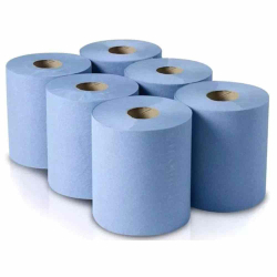Blue 150m 2ply Centrefeed Rolls (16.6cm) - Case of 6 Blue 150m 2ply Centrefeed Rolls (16.6cm) - Case of 6