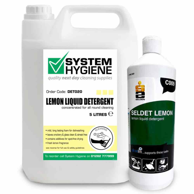 System Hygiene Lemon Washing Up Liquid Detergent - 5ltr / 1ltr System Hygiene Lemon Washing Up Liquid Detergent - 5ltr / 1ltr