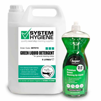 System Hygiene Green Washing Up Liquid Detergent - 5ltr / 1ltr System Hygiene Green Washing Up Liquid Detergent - 5ltr / 1ltr