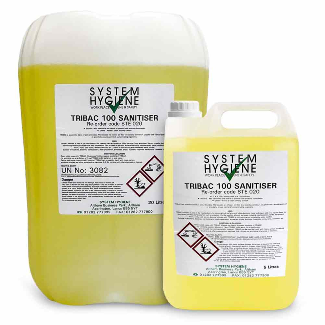 System Hygiene Tribac 100 Hard Surface Sanitiser - 20ltr / 5ltr System Hygiene Tribac 100 Hard Surface Sanitiser - 20ltr / 5ltr