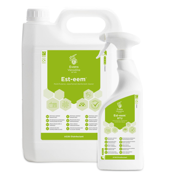 Evans Vanodine Est-Eem Cleaner Sanitiser - 750ml / 5ltr Evans Vanodine Est-Eem Cleaner Sanitiser - 750ml / 5ltr