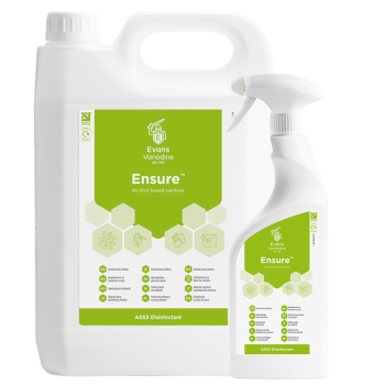 Evans Vanodine Ensure Alcohol Based Sanitiser - 750ml/ 5ltr Evans Vanodine Ensure Alcohol Based Sanitiser - 750ml/ 5ltr