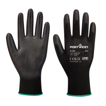 Portwest A120 Black PU Palm General Purpose Work Gloves Portwest A120 Black PU Palm General Purpose Work Gloves