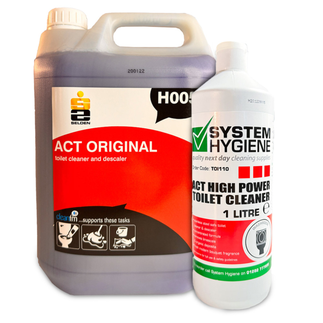 System Hygiene Act High Power Toilet Cleaner - 5ltr / 1ltr System Hygiene Act High Power Toilet Cleaner - 5ltr / 1ltr