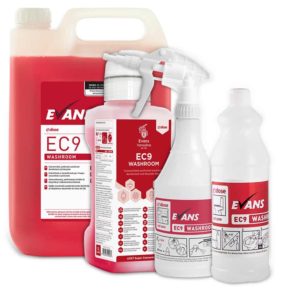 Ec7 Cleaner Evans Vanodine EC9 (Red Zone) Washroom Cleaner - System Hygiene