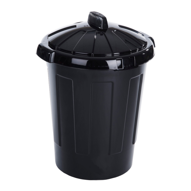 Wham! Black Plastic Dustbin with Lid - Each Wham! Black Plastic Dustbin with Lid - Each