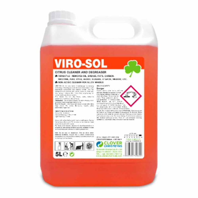 Clover Viro-Sol Citrus Cleaner and Degreaser - 5ltr Clover Viro-Sol Citrus Cleaner and Degreaser - 5ltr