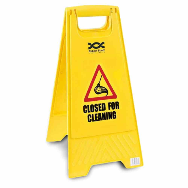 Plastic Folding 'Closed For Cleaning' Caution Sign - Each Plastic Folding 'Closed For Cleaning' Caution Sign - Each