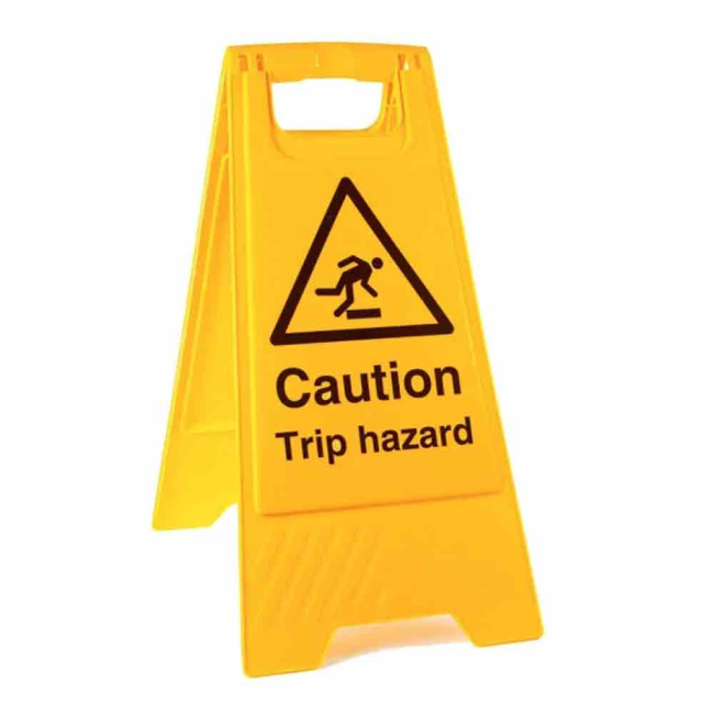 Plastic Folding 'Trip Hazard' Caution Sign - Each Plastic Folding 'Trip Hazard' Caution Sign - Each