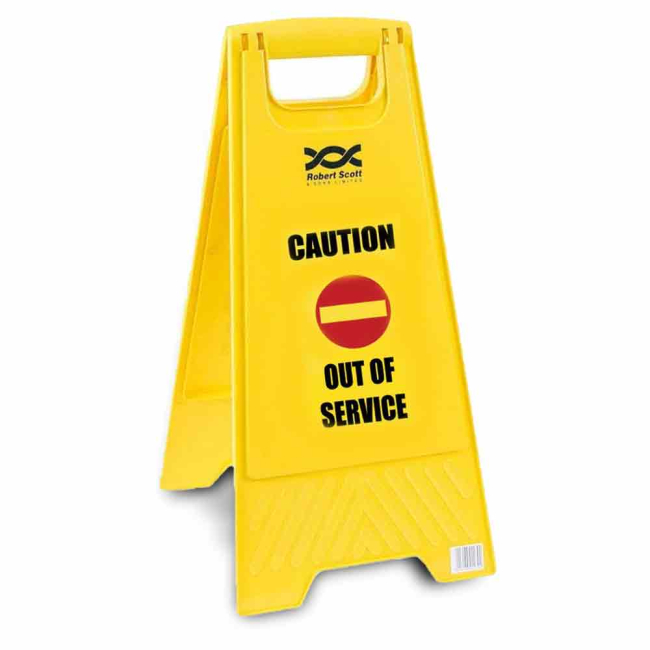 Plastic Folding 'Out Of Service' Caution Sign - Each Plastic Folding 'Out Of Service' Caution Sign - Each