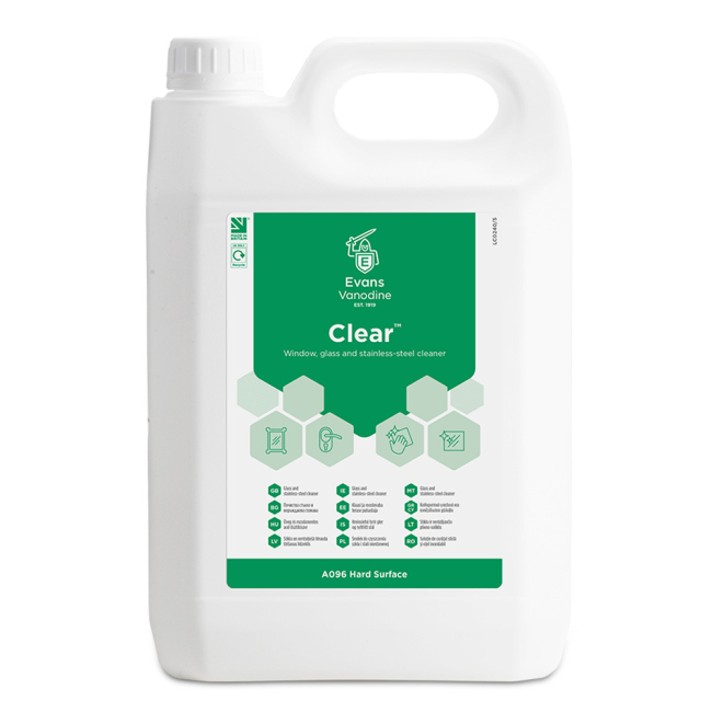 Evans Vanodine Clear Glass & Window Cleaner - 5ltr Evans Vanodine Clear Glass & Window Cleaner - 5ltr