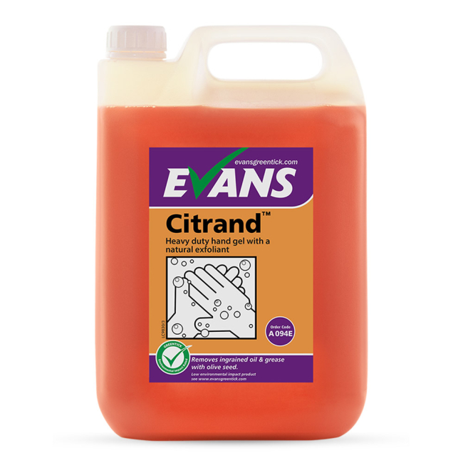 Evans Vanodine Citrand Heavy Duty Hand Gel with Olive Seed - 5ltr Evans Vanodine Citrand Heavy Duty Hand Gel with Olive Seed - 5ltr