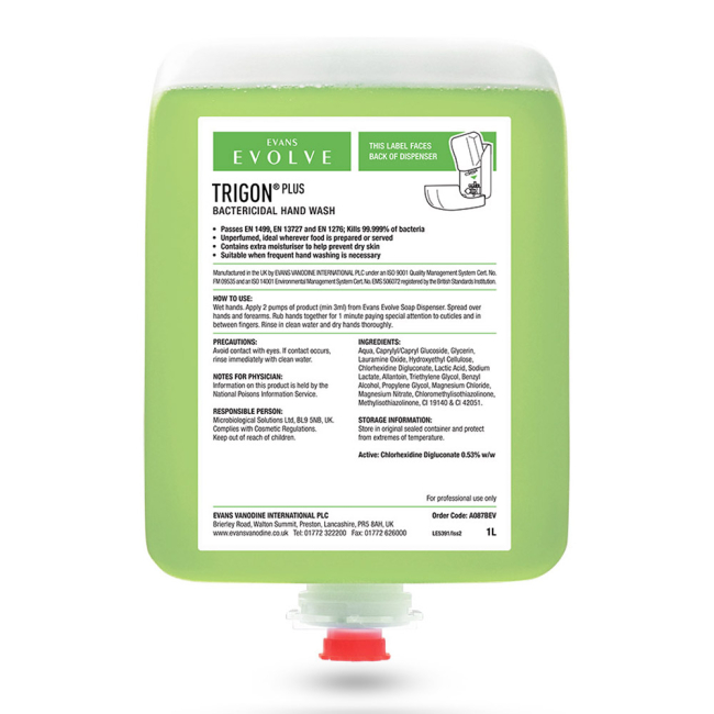 Evans Vanodine Trigon Plus Unperfumed Bactericidal Hand Soap - Case of 6 x 1ltr Evans Vanodine Trigon Plus Unperfumed Bactericidal Hand Soap - Case of 6 x 1ltr