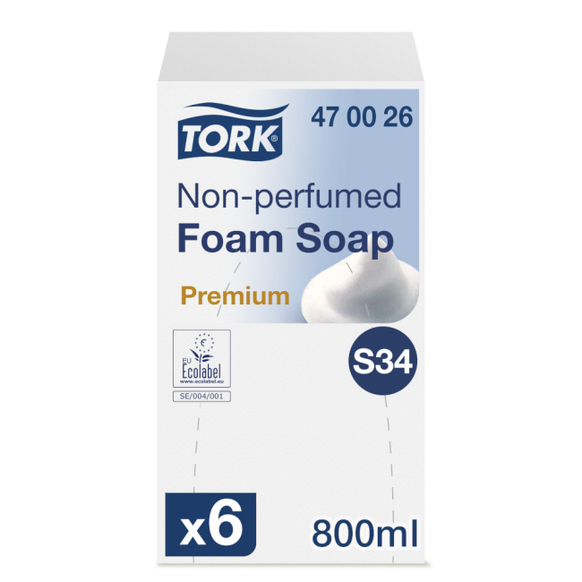 Tork Fragrance Free Foam Soap (470026) - Case of 6 x 800ml Tork Fragrance Free Foam Soap (470026) - Case of 6 x 800ml