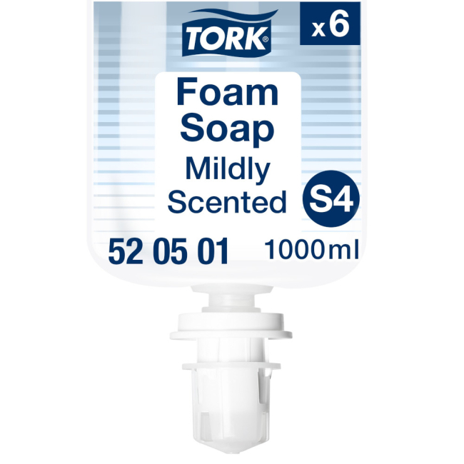 Tork Mildly Scented Foam Soap S4 Reduces Consumption 6x1000ml 520501 Tork Mildly Scented Foam Soap S4 Reduces Consumption 6x1000ml 520501