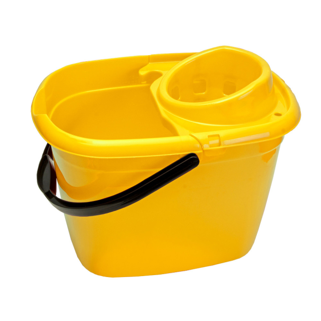 Yellow Plastic Mop Bucket & Wringer - 14ltr - Each Yellow Plastic Mop Bucket & Wringer - 14ltr - Each