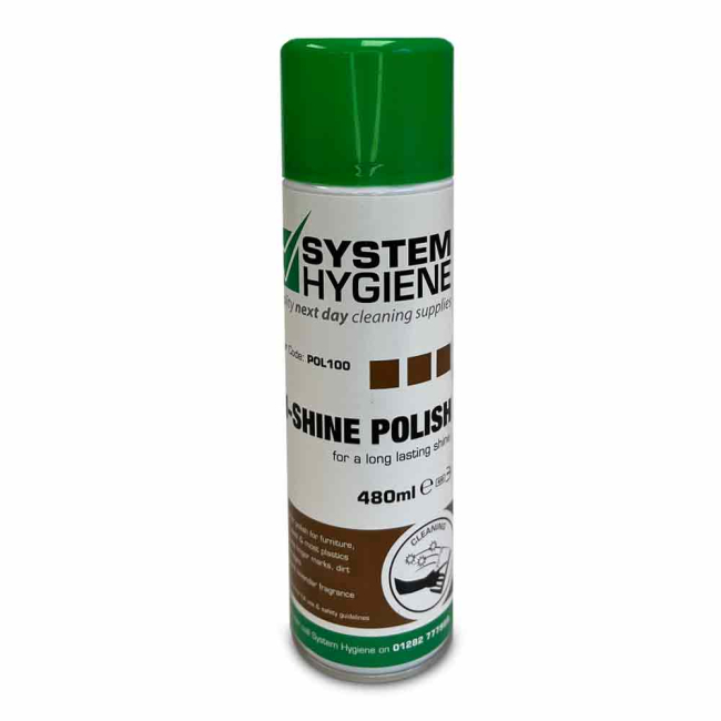System Hygiene Hi-Shine Aerosol Furniture Polish - 480ml System Hygiene Hi-Shine Aerosol Furniture Polish - 480ml