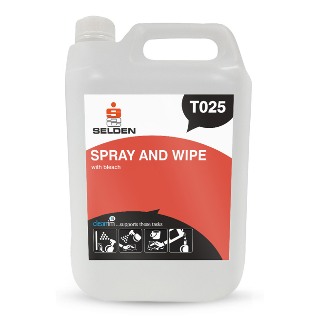 Selden T025 Spray and Wipe With Bleach - 5ltr Selden T025 Spray and Wipe With Bleach - 5ltr