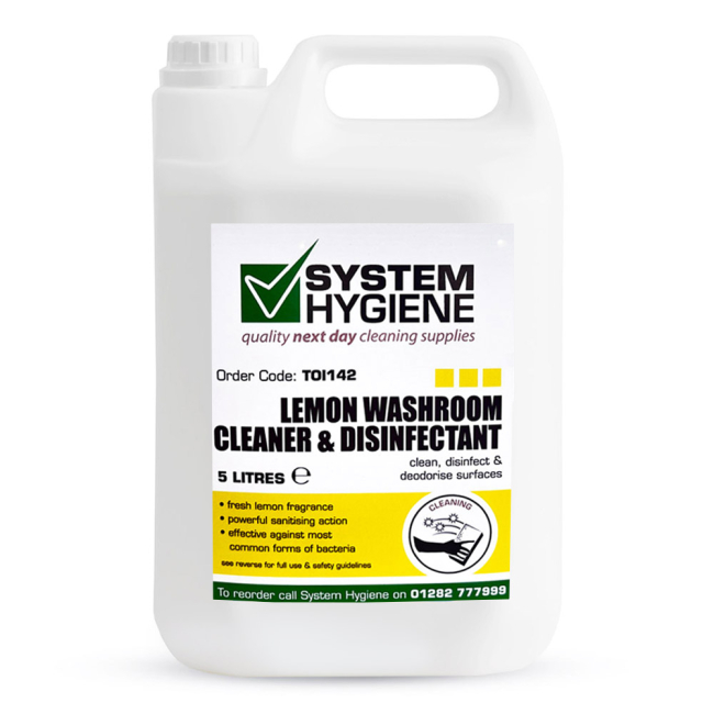 System Hygiene Lemon Washroom Cleaner and Disinfectant - 5ltr System Hygiene Lemon Washroom Cleaner and Disinfectant - 5ltr