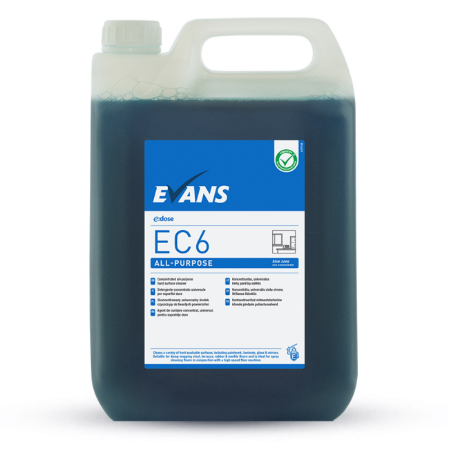 Evans Vanodine EC6 (Blue Zone) All Purpose Hard Surface Cleaner - 5ltr Evans Vanodine EC6 (Blue Zone) All Purpose Hard Surface Cleaner - 5ltr