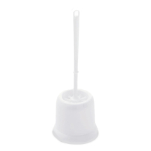 Round White Plastic Toilet Brush and Holder - Each