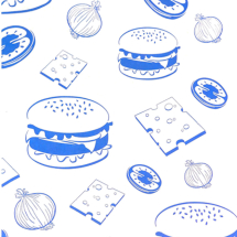Blue Printed Burger Wraps (25cm x 32cm) - Case of 2000
