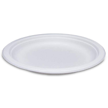 White Compostable 7inch Bagasse Paper Plate - Case of 500