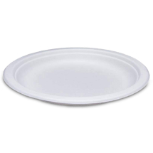 White Compostable 9inch Bagasse Paper Plate - Case of 500