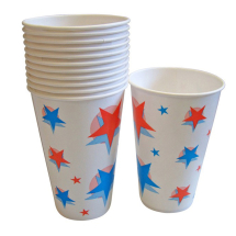 Star Ball Printed Waxed Paper (12oz) Cold Drink Cups - Case of 2000