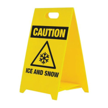 Yellow Caution Ice & Snow A Board Sign - Each