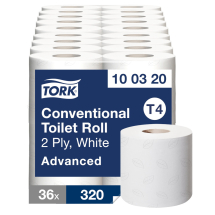 Tork (100320) T4 White 320 Sheet 2ply Toilet Rolls - Case of 36