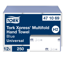 Tork (471069) Xpress H2 1ply Blue Z-Fold Paper Hand Towels - Case of 3000