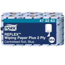 Tork (473263) Reflex Blue Wiping Paper Centrefeed Rolls Plus - Case of 6