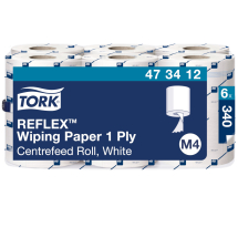 Tork (473412) Reflex excelCLEAN Wiping Paper Centrefeed Rolls - Case of 6