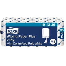 Tork (101230) 2ply White Wiping Paper Centrefeed Rolls - Case of 12