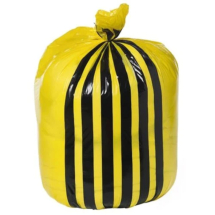 80ltr 10kg Yellow Tiger Stripe UN Clinical Waste Bags (380x737x850mm) - Case of 400
