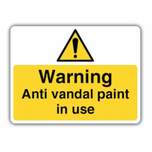 Rigid Yellow Anti Vandal Paint Warning Sign - Each