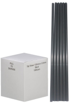 Black 130mm x 3.5mm Plastic Sip Straws - Case of 1000