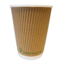 PLA Compostable Kraft Ripple Cups (12oz) - Case of 500