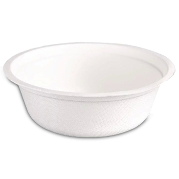 White Compostable 12" Bagasse Paper Bowl - Case of 500