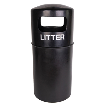 Black Eco Outdoor Litter Bin with Hood (90ltr) - Each