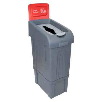 Procycle Grey 80ltr Recycling Bin Red Plastic Waste - Each