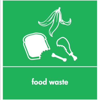 Green Food Waste Recycling Adhesive Label - Each