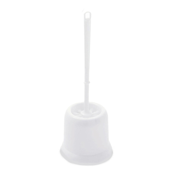 Round White Plastic Toilet Brush and Holder - Each
