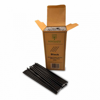 Black (8") Paper Drinking Straws - Case of 250