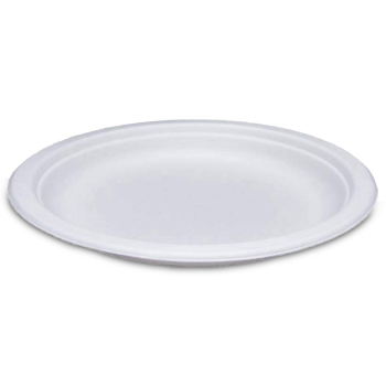 White Compostable 9" Bagasse Paper Plate - Case of 500