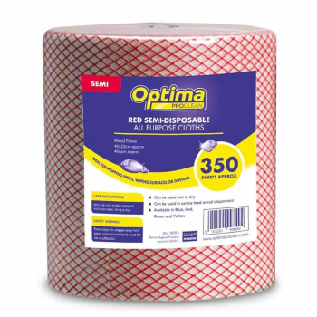 Red All Purpose J-Cloth Roll - 350 Sheets per Roll