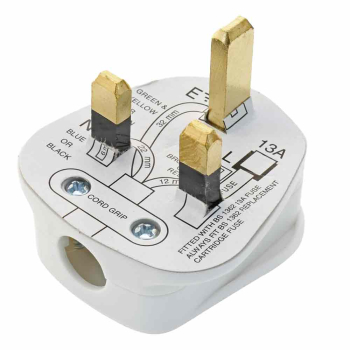 13Amp Fused White Plug Tops 240V - Pack of 10