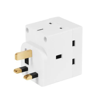 13Amp 3-Way White Plug Adaptor - Each